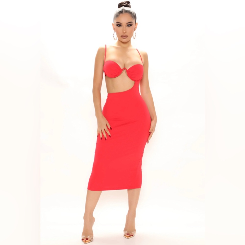 New Red Fashion Nova Midi Dress
